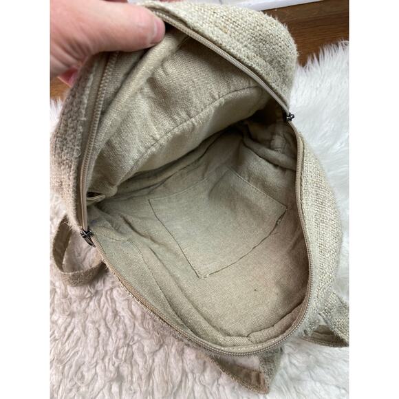 Core Hemp Small Cream Adjustable Strap Handmade Backpack Bag - Picture 6 of 8